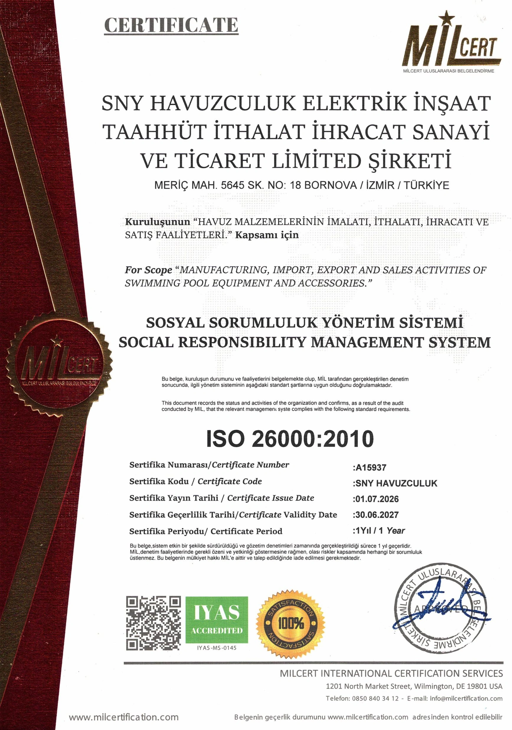 ISO 26000:2010 Kurumsal Sosyal Sorumluluk